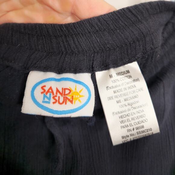 Vintage y2k Boho Western Maxi Skirt Cotton Black Embroidered Tiered Med Sand Sun - Picture 4 of 5